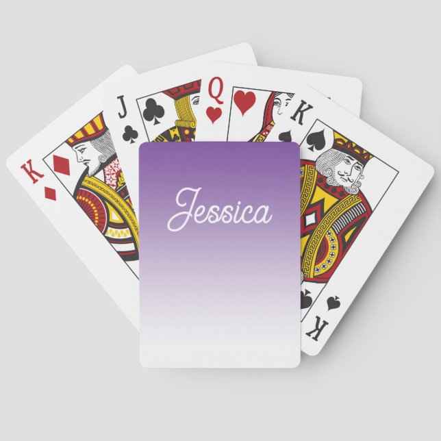 (Editable) Purple Colour Ombre & Your Text Playing Cards (Back)