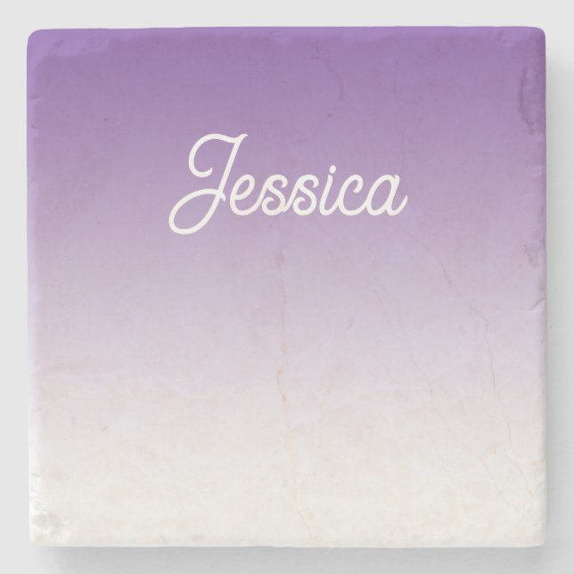 (Editable) Purple Colour Ombre & Your Text Stone Coaster (Front)