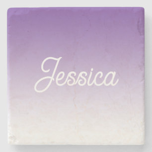 (Editable) Purple Colour Ombre & Your Text Stone Coaster