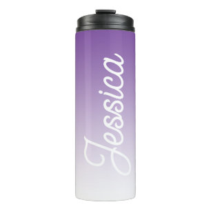(Editable) Purple Colour Ombre & Your Text Thermal Tumbler