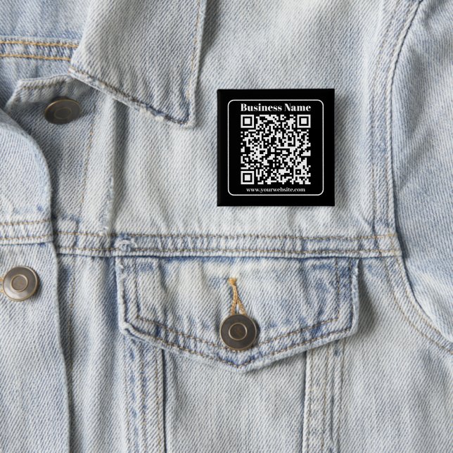 Editable QR code Black & White Retro Modern Style 15 Cm Square Badge (In Situ)