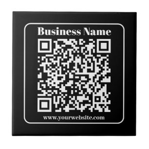 Editable QR code Black & White Retro Modern Style Ceramic Tile