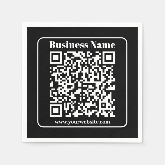 Editable QR code Black & White Retro Modern Style Napkin (Front)