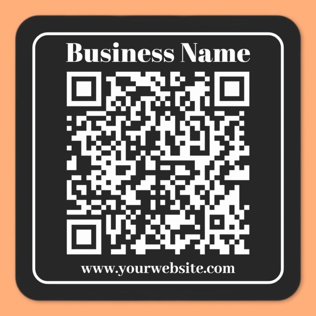 Editable QR code Black & White Retro Modern Style Square Sticker (Creator Uploaded)