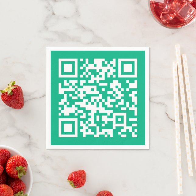 Editable QR Code Generate Your Own |  Teal Green  Napkin (Insitu)