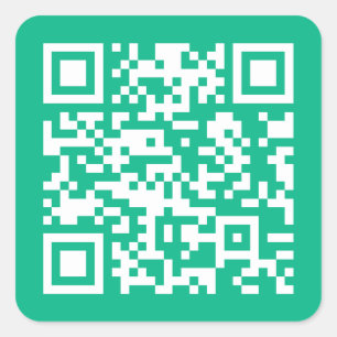 Editable QR Code Generate Your Own    Teal Green  Square Sticker