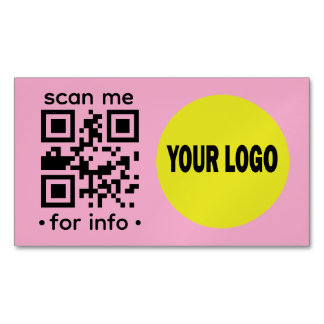 Editable QR Code Logo Modern Pink Black Business Magnetic Business Card