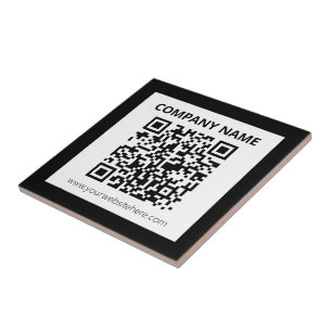 Editable QR code & Simple Customisable Design  Ceramic Tile