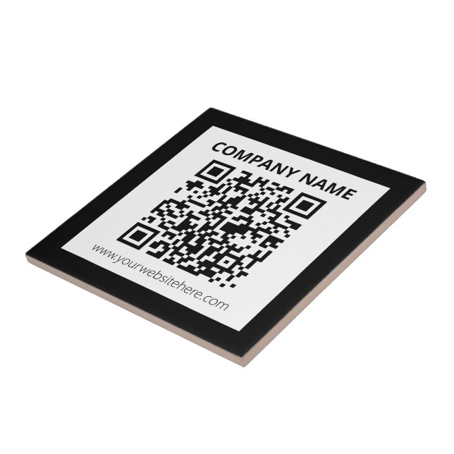 Editable QR code & Simple Customisable Design  Ceramic Tile (Side)