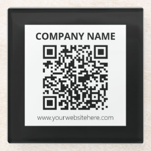 Editable QR code & Simple Customisable Design  Glass Coaster