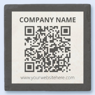 Editable QR code & Simple Customisable Design  Stone Coaster
