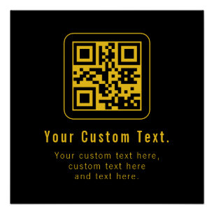 Editable QR Code & Text Template   Black & Gold Poster