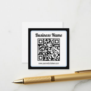 Editable QR code & Text w/Light Blue Border Enclosure Card