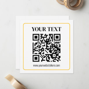 Editable QR code & Text w/Yellow Gold Border Card