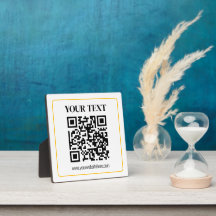 Editable QR code & Text w/Yellow Gold Border