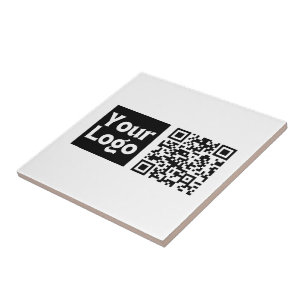 Editable QR code & Your Business Logo or Image Ceramic Tile