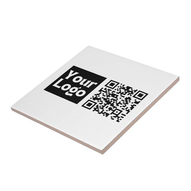 Editable QR code & Your Business Logo or Image Ceramic Tile (Side)