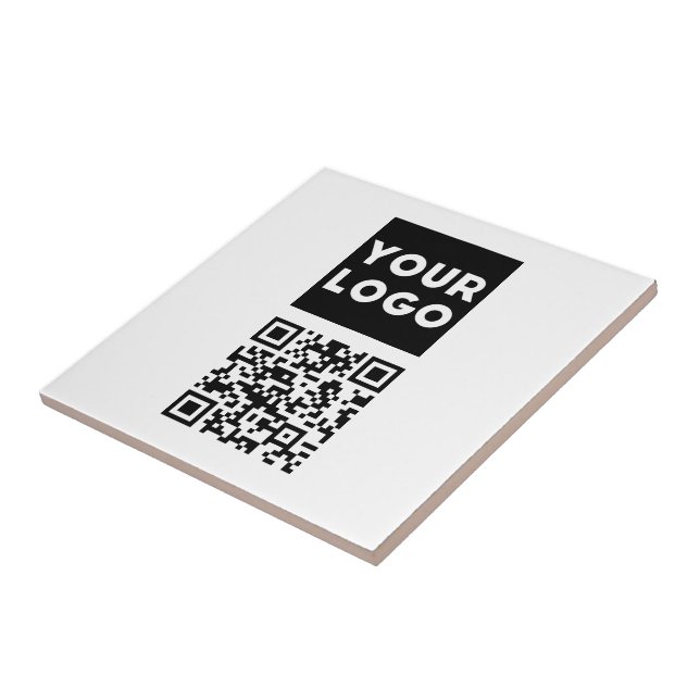 Editable QR code & Your Business Logo or Image Ceramic Tile (Side)