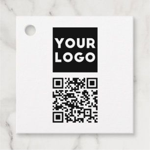 Editable QR code & Your Business Logo or Image Favour Tags