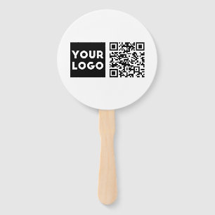 Editable QR code & Your Business Logo or Image Hand Fan