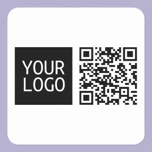 Editable QR code & Your Business Logo or Image Square Sticker