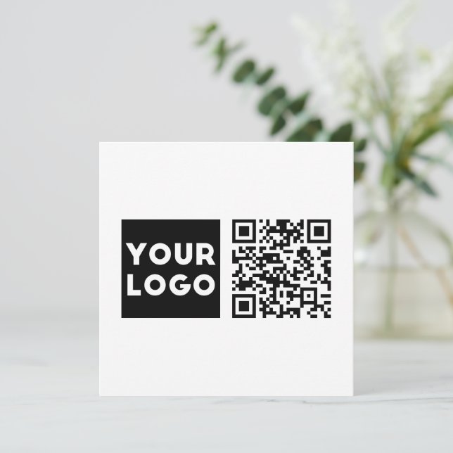Editable QR code & Your Business Logo or Image Thank You Card (Standing Front)