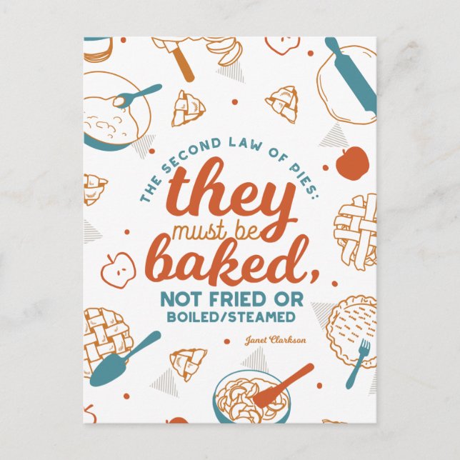 Editable Quotes Apple Pie Design Postcard (Front)