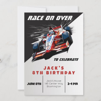 Editable Race Car Birthday Invitation