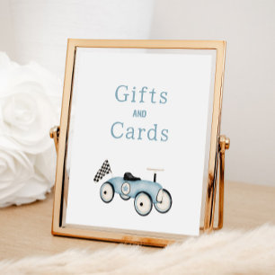 Editable Race Car Ride-On Gifts Cards Sign