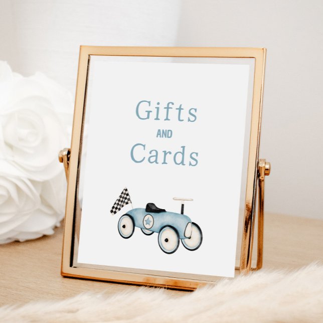 Editable Race Car Ride-On Gifts Cards Sign (Creator Uploaded)