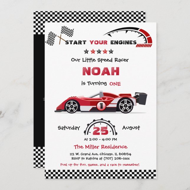 Editable Race Red Car Template (Front/Back)