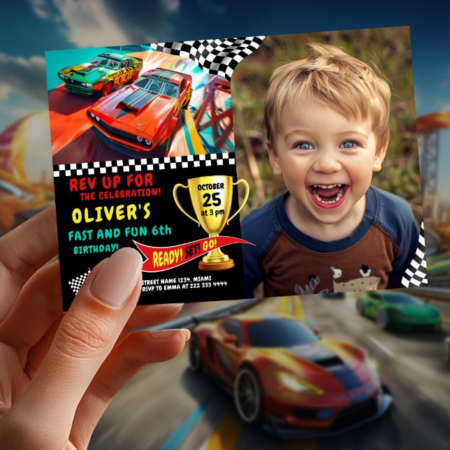 Editable Racing Theme for Boys' Birthday Invitation (Creator Uploaded)