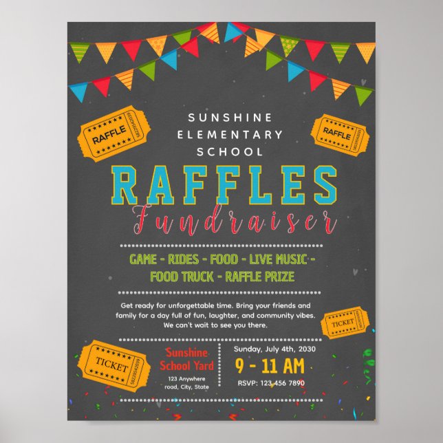 Editable raffle ticket fundraiser flyer poster (Front)