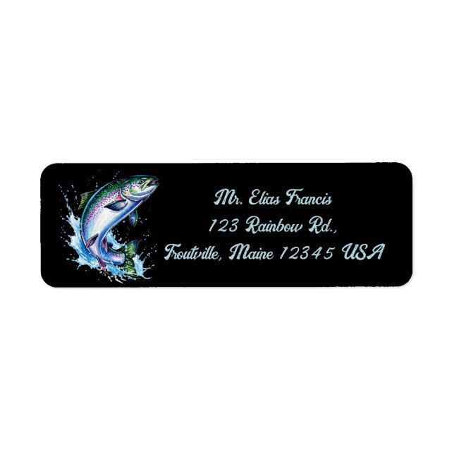 Editable Rainbow Trout Return Address Label (Front)