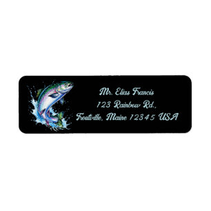 Editable Rainbow Trout Return Address Return Address Label