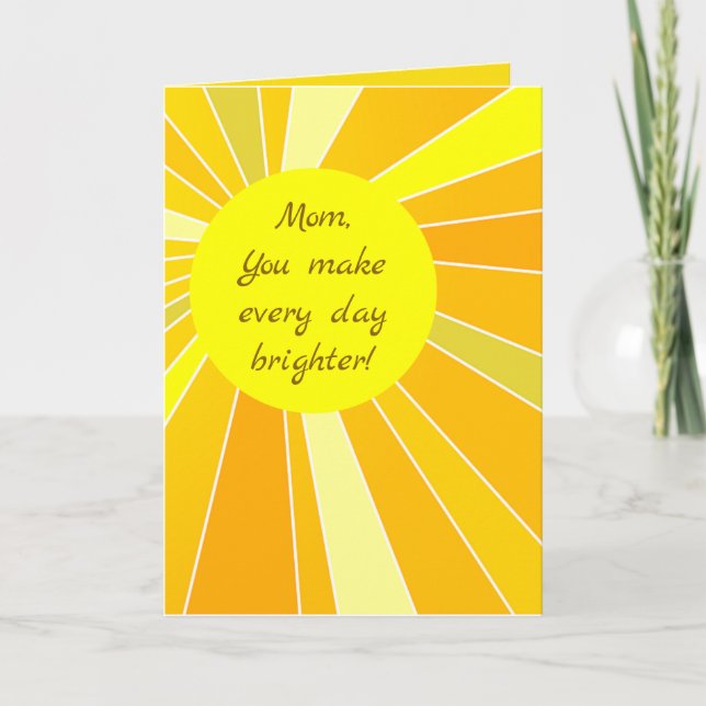 Editable Rays of Sunshine Mother's Day Card (Front)
