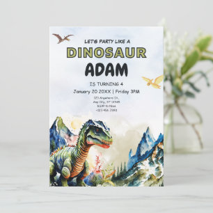 Editable Realistic Dinosaur Birthday Invitation 