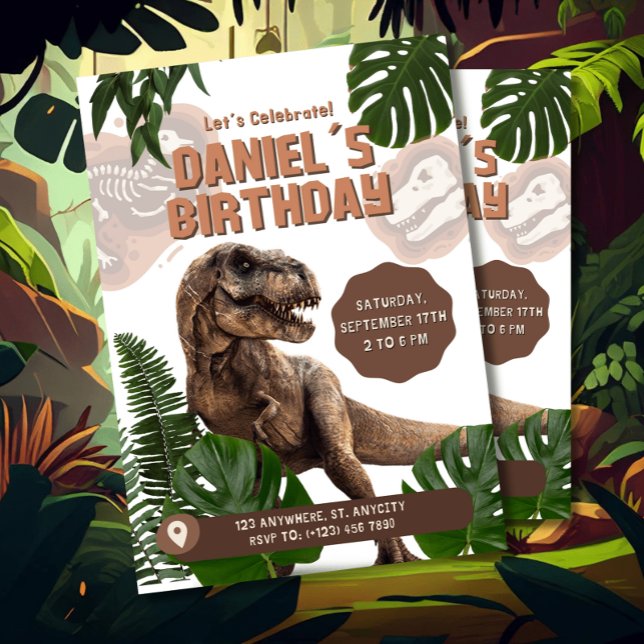 Editable Realistic Dinosaur Birthday Invitation (Creator Uploaded)