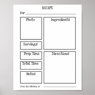 Editable Recipe Card. Personalise with photos Poster
