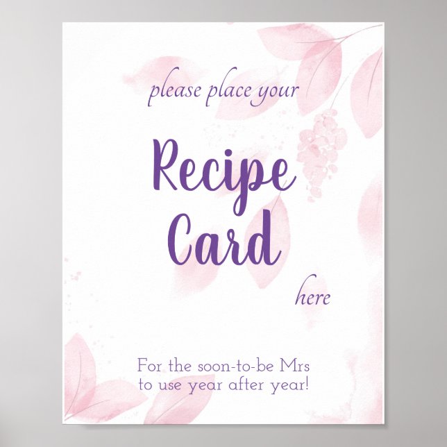 Editable Recipe for Love Bridal Shower Sign (Front)