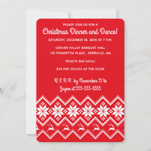 Editable Red Christmas Sweater Pattern  Invitation