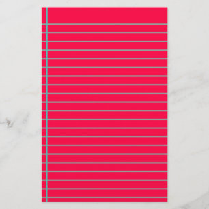 Editable Red Decorative Lined Stationery Paper