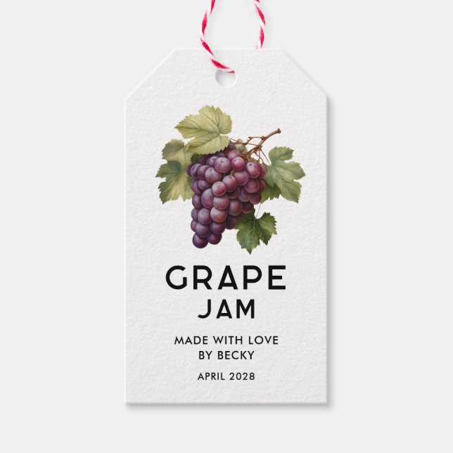 Editable red grape jam pantry label (Front)