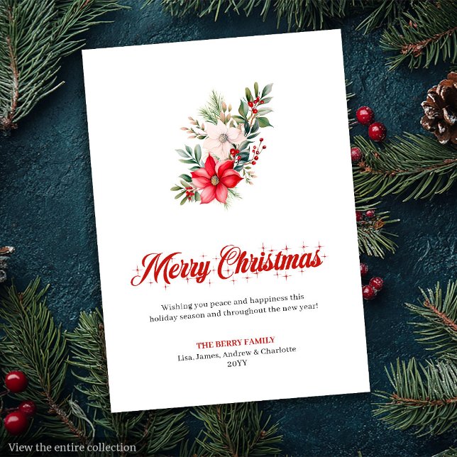 Editable Red Poinsettia Vintage Greeting Card (Editable Red Poinsettia Vintage Greeting Card

)