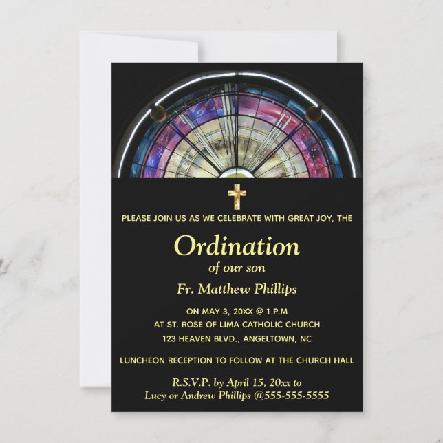 Editable Religious Event Rainbow Stained Glass Invitation (Front)