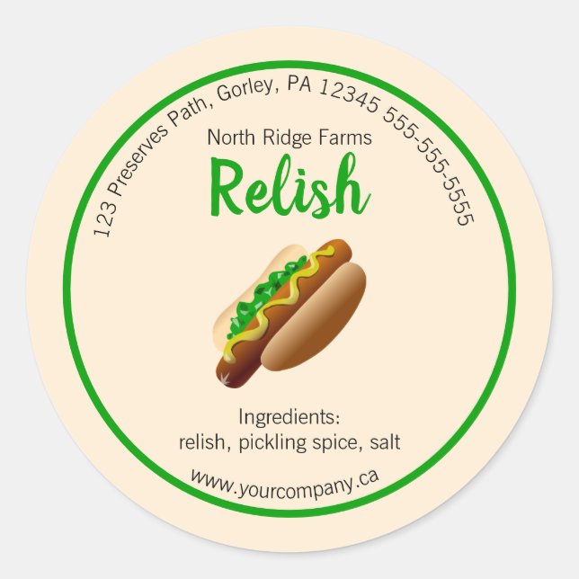 Editable Relish Label (Front)