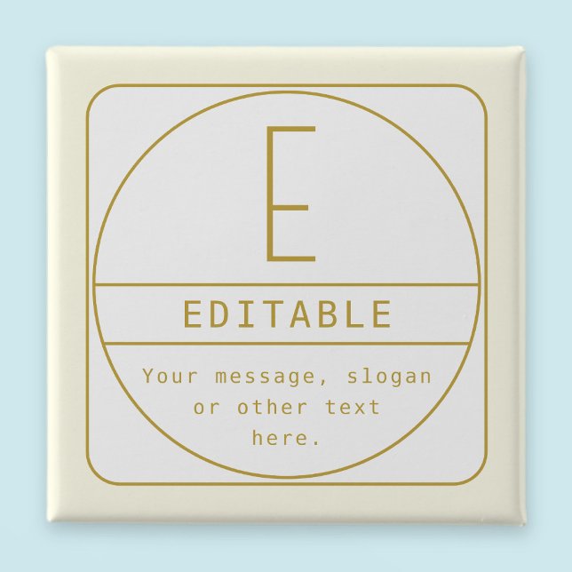 Editable Retro-modern Design Template Gold & White 15 Cm Square Badge (Creator Uploaded)