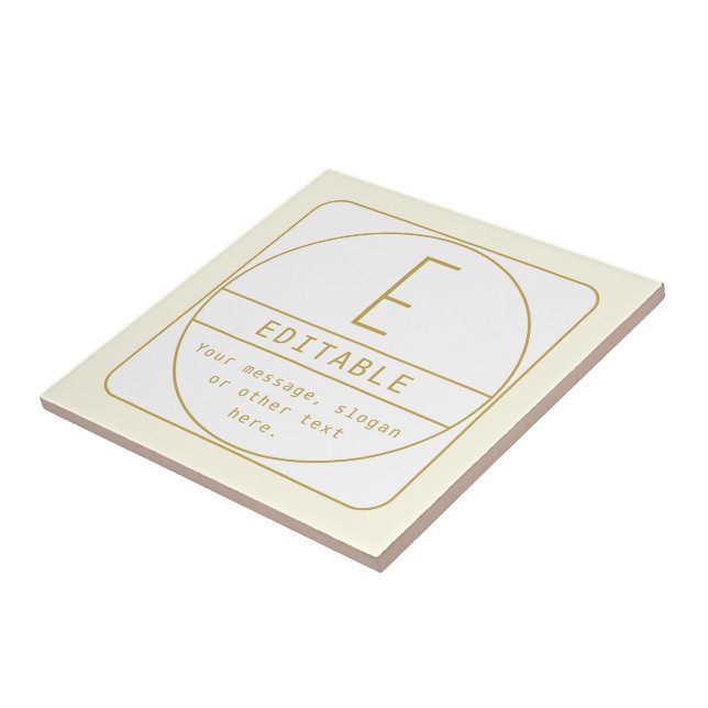 Editable Retro-modern Design Template Gold & White Ceramic Tile (Side)