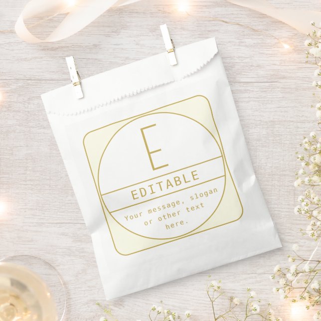 Editable Retro-modern Design Template Gold & White Favour Bag (Clipped)