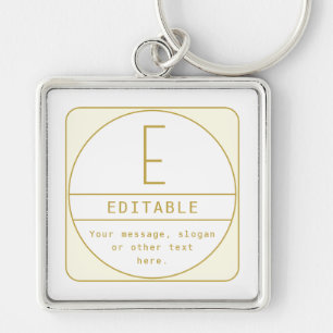 Editable Retro-modern Design Template Gold & White Key Ring
